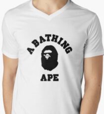 Camiseta para hombre de cuello en v bape una camiseta de logo de mono de baño