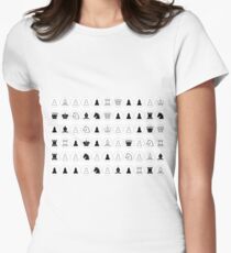 #Chess piece, #chessman, #king, #queen, #rooks, #bishops,  #knights, #pawns, #ChessPiece, #ChessBoard Women's Fitted T-Shirt