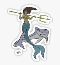 A Girl and Her Shark Sticker