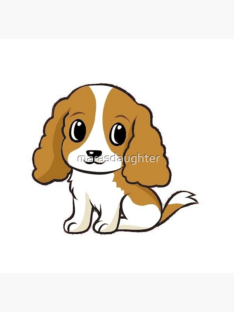 Cavalier King Charles Spaniel Blenheim Cartoon Art Board Print By Marasdaughter