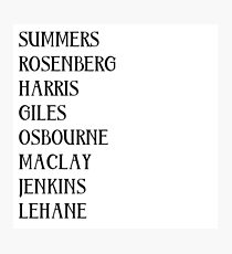 Buffy Characters Surnames - Buffy the Vampire Slayer, BtVS, 90s, Joss Whedon, Giles, The Gentlemen, Willow, Xander, Anya, Giles Photographic Print