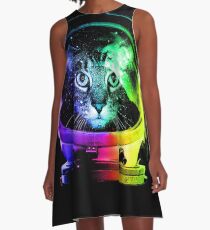 Astronaut Cat A-Line Dress