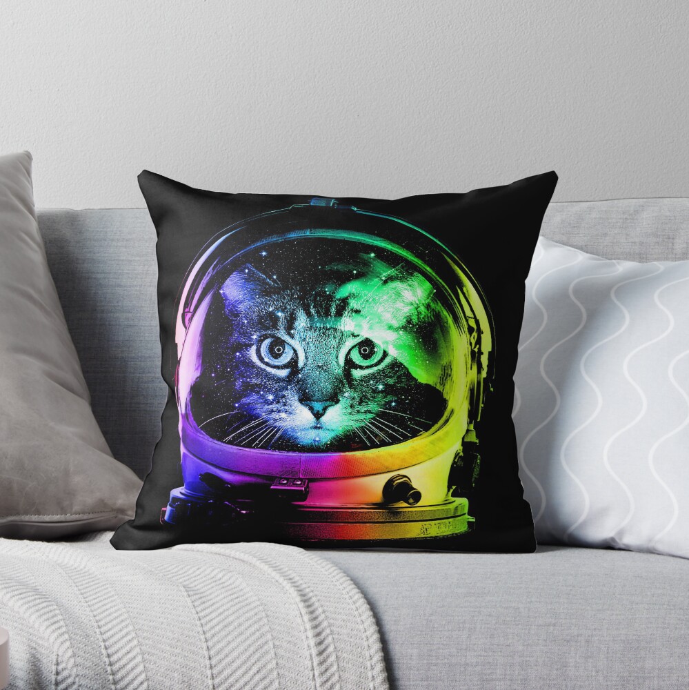 Astronaut Cat Throw Pillow