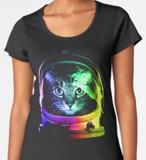 Camiseta premium de cuello ancho Astronauta Cat