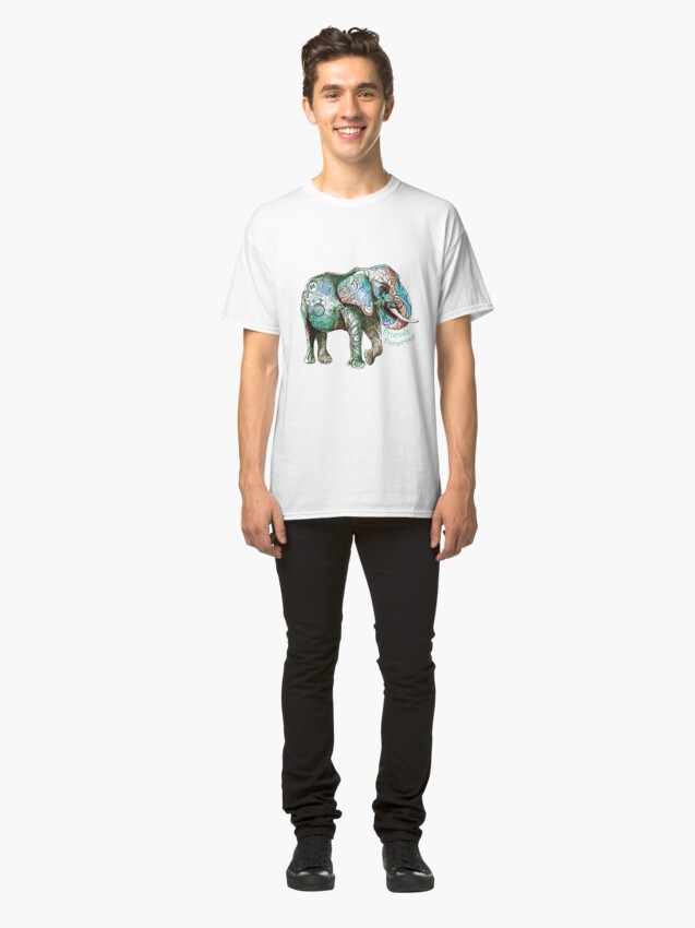 Alternate view of Kristins Flower of Friendship Elephant (green) Classic T-Shirt