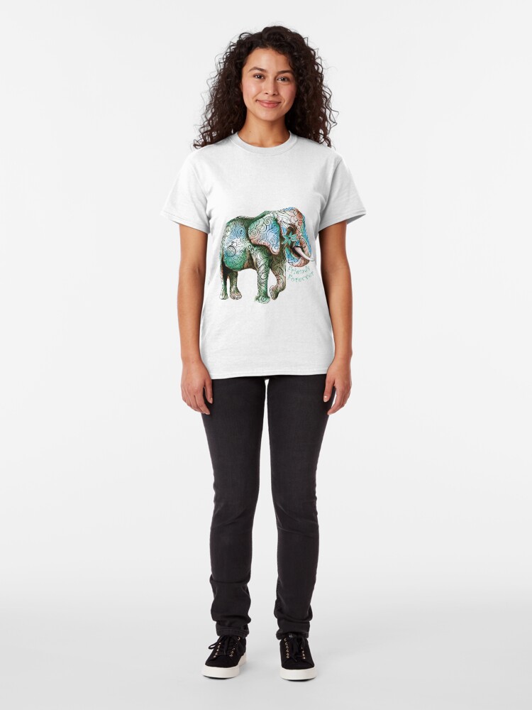 Alternate view of Kristins Flower of Friendship Elephant (green) Classic T-Shirt