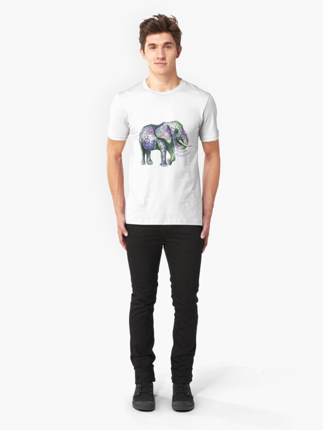 Alternate view of Kristins Flower of Friendship Elephant (purple) Slim Fit T-Shirt