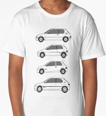 Peugeot 205, 106, 306 Rallye Classic Car Collection Artwork. Long T-Shirt