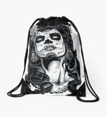 skull lady clothing Drawstring Bag