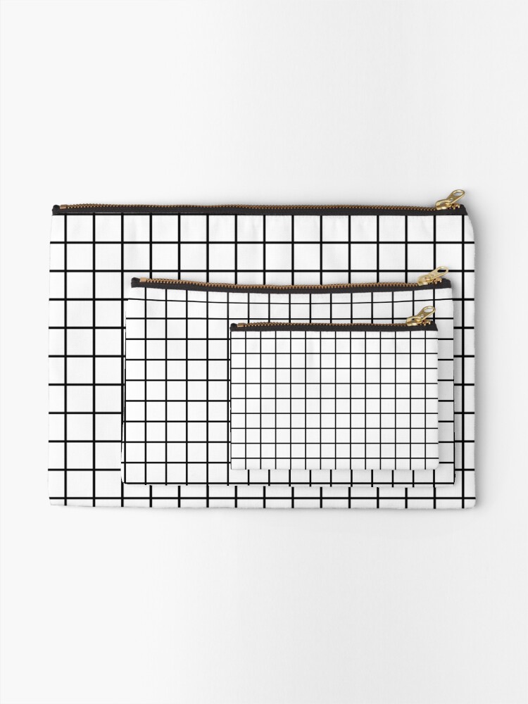Alternate view of Emmy -- Black and White Grid, black and white, grid, monochrome, minimal grid design cell phone case Zipper Pouch