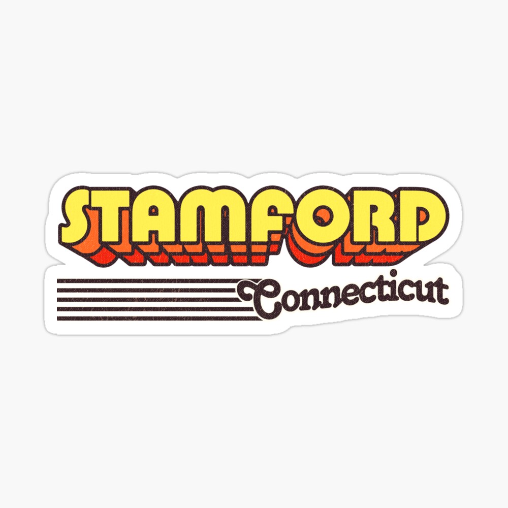 Stamford, Connecticut | Retro Stripes Sticker