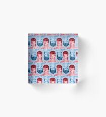 Red & Blue David Bowie by Cupcakes and Chopsticks Acrylic Block