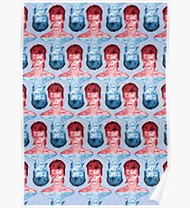 Red & Blue David Bowie by Cupcakes and Chopsticks Poster