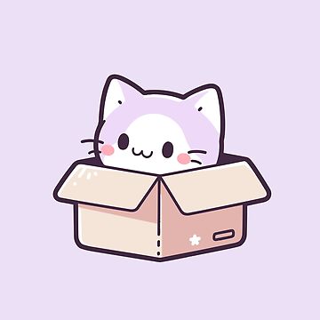 Pink Kawaii Cat In A Box | Sticker