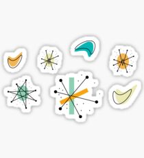 1950s Retro Pastel Atomic Pattern Sticker
