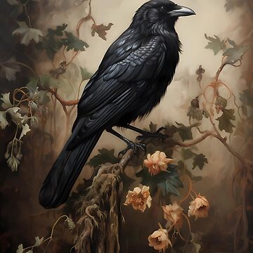 Gothic Raven Crow Painting Throw Pillow