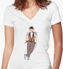 Ferris Bueller Tailliertes T-Shirt mit V-Ausschnitt