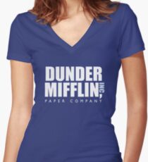 Dunder Mifflin Das Büro-Logo Shirt mit V-Ausschnitt