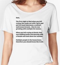 Jersey Shore Letter to Sam Anonymous Women's Relaxed Fit T-Shirt