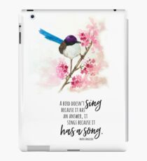 Maya Angelou Quote and Watercolor Bird iPad Case/Skin