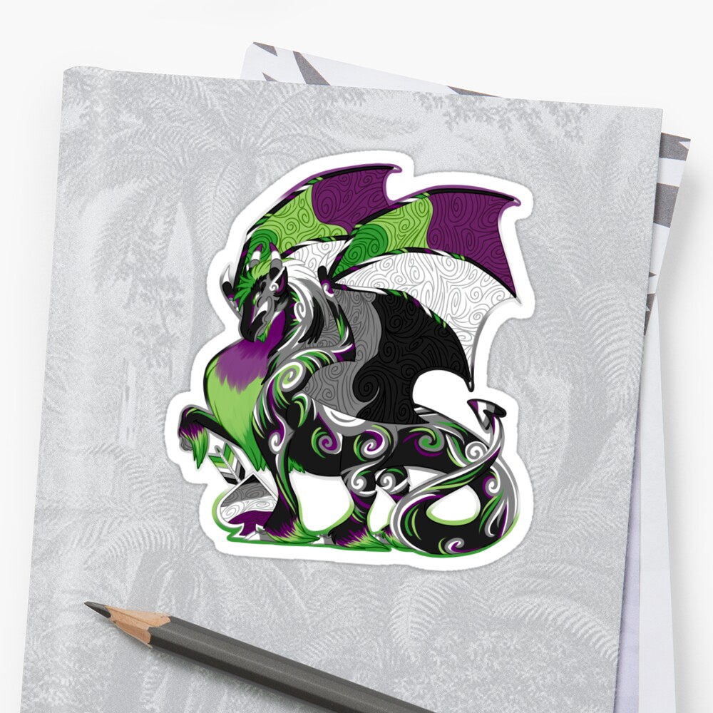 Aro Ace Pride Dragon Sticker By Markaleb Redbubble