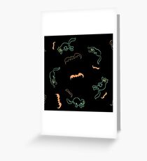 Big Black Scaredy Cats Afraid of Some Silly Orange Bats Greeting Card
