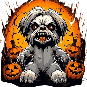 Trick or Treat Unusual Halloween Puppy Cute Dog Poses with Pumpkin Sticker  for Sale by HealthyHappyYou
