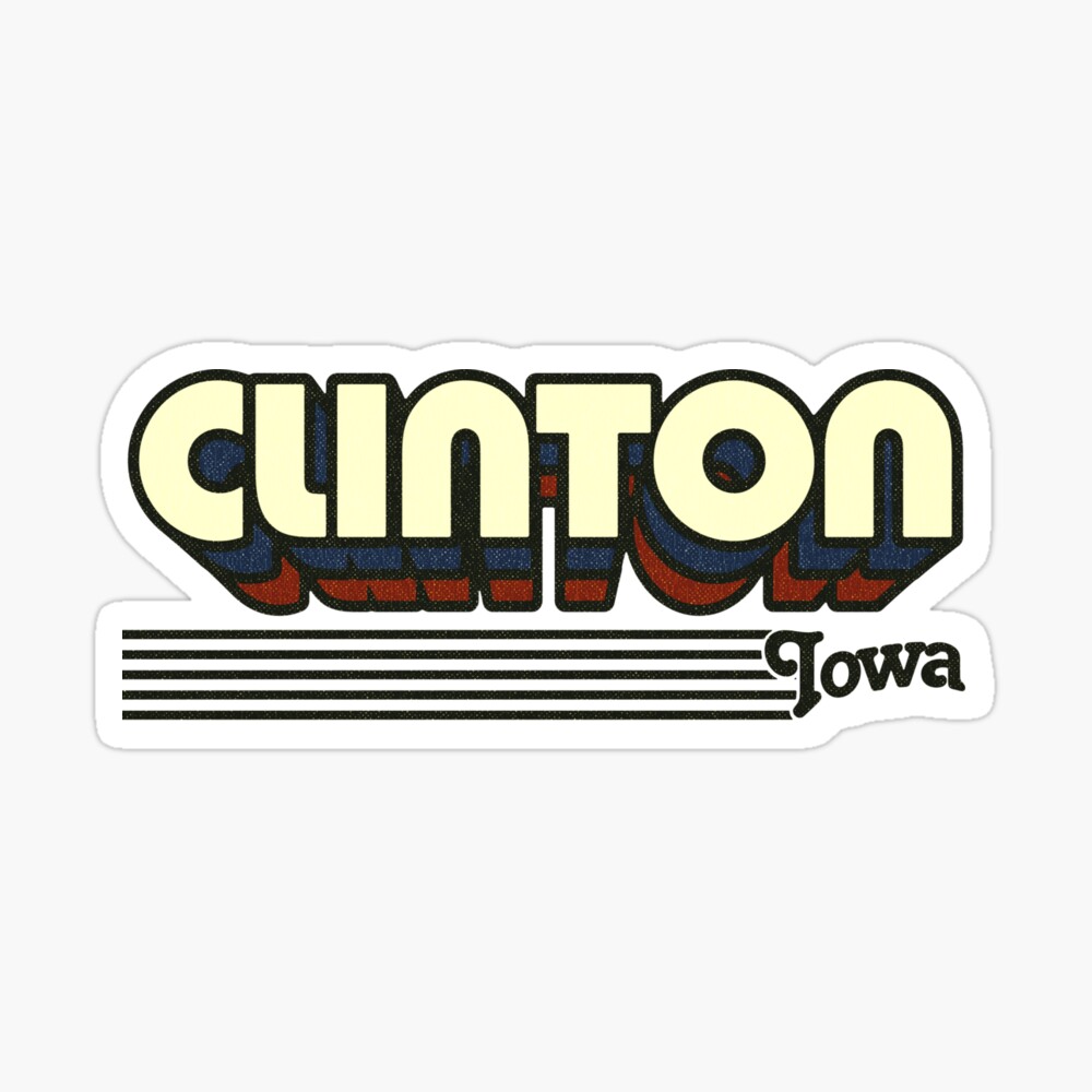 Clinton, Iowa | Retro Stripes Sticker