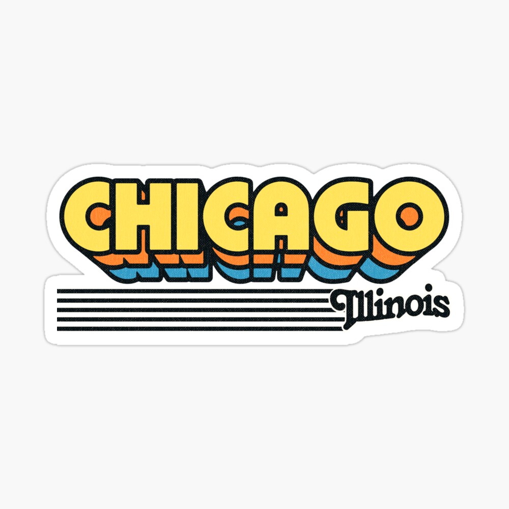 Chicago, Illinois | Retro Stripes Sticker