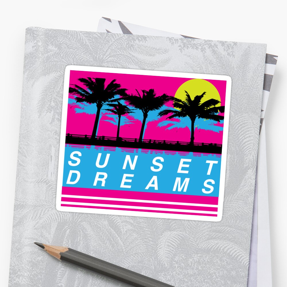 Vaporwave Aesthetic Sunset Dreams Stickers By Altees Redbubble