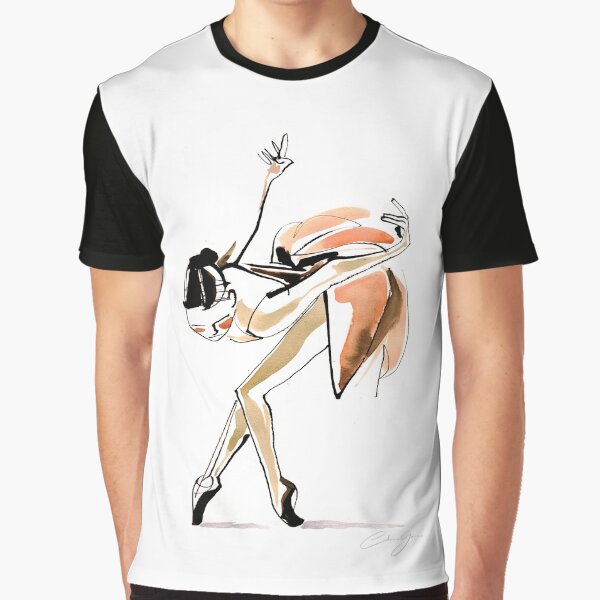 Expressive Watercolor Dance Drawing Graphic T-Shirt