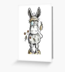 Cute Donkey With Flowers Greeting Card