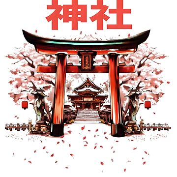 Anime torii gate sakura blossom dream moon