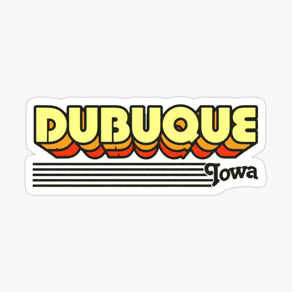 Dubuque, Iowa | Retro Stripes Sticker