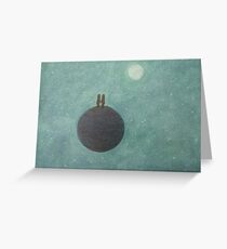 Moon, Stars and Romantic Couple on Planet Greeting Card