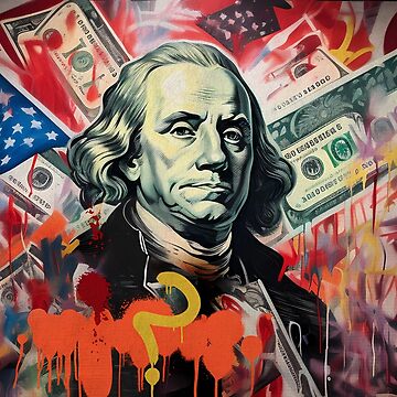 "USA Benjamin Franklin Hundred Dollar Bill Graffiti" Art Board Print ...