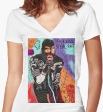 Basquiat MC Ride Women's Fitted V-Neck T-Shirt