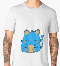 Cute Kitty Cat - Blue Men's Premium T-Shirt