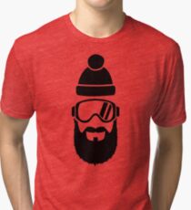Ski goggles full beard Tri-blend T-Shirt