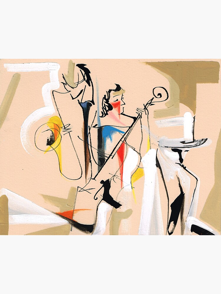 Musicians Couple Composition Expressive Line Drawing by CatarinaGarcia
