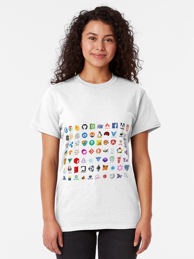 Alternate view of Developer icons, open source project logos, web companies Classic T-Shirt