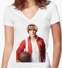 Zac Efron Flower Crown Women's Fitted V-Neck T-Shirt