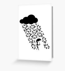 A pictorial representation of the idiom, "raining cats and dogs". Greeting Card