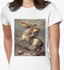 Napoleon Crossing the Alps(Napoleon at the Saint-Bernard Pass)-Jacques-Louis David Women's Fitted T-Shirt