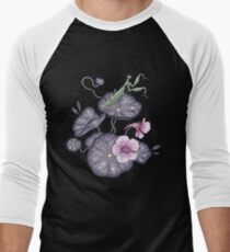Camiseta ¾ bicolor para hombre Jardín de berro negro.