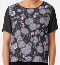 Black Indian cress garden. Chiffon Top