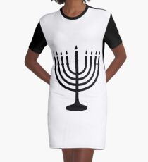 Menorah, sacred, candelabrum, seven branches, Temple, Jerusalem, Bezalel Graphic T-Shirt Dress