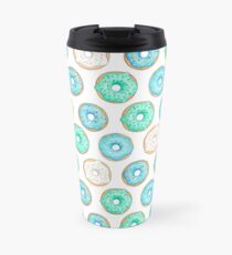 Blue Iced Donuts Pattern Travel Mug