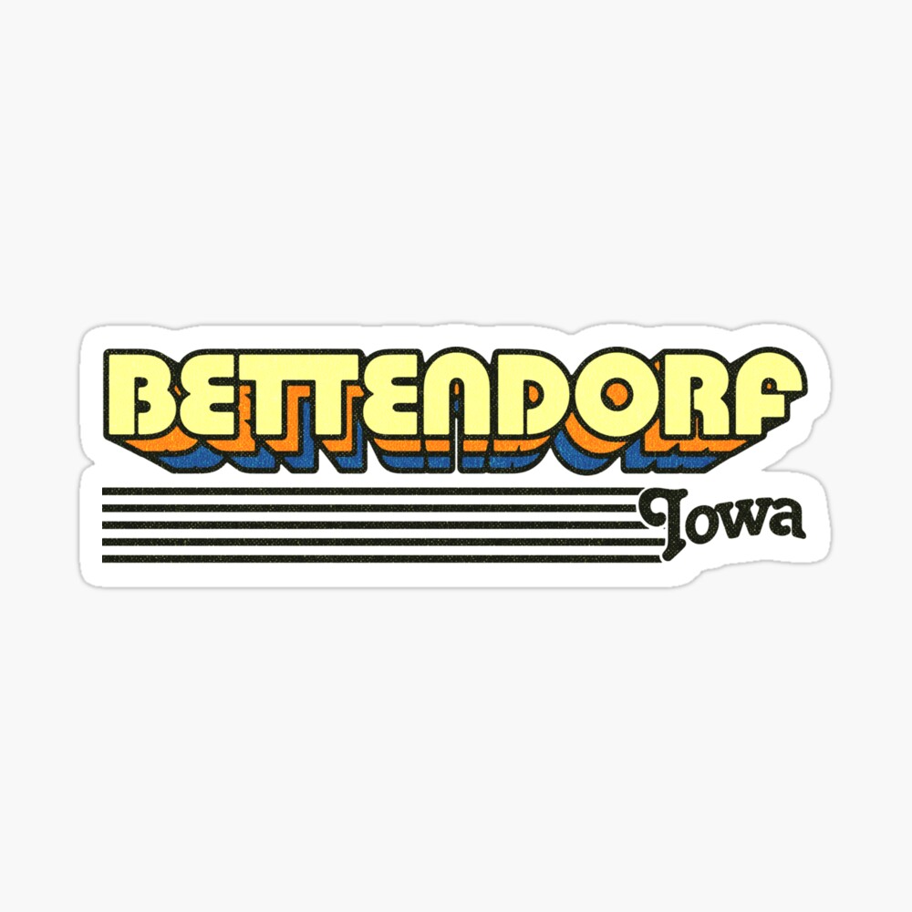 Bettendorf, Iowa | Retro Stripes Sticker
