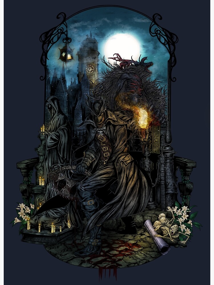 Bloodborne The Hunt Poster By Ellipticleaf Redbubble   Flat,750x,075,f Pad,750x1000,f8f8f8 